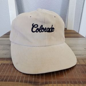Cream off white corduroy Colorado embroidered trucker hat adjustable back
